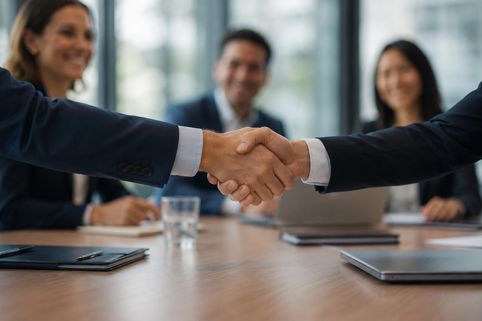 A handshake sealing a new partnership